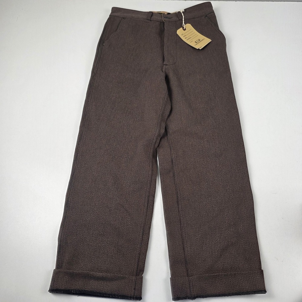 Bronson Pants Mens 32x27 Brown Herringbone Canvas Cuffed Workwear Chino Winter